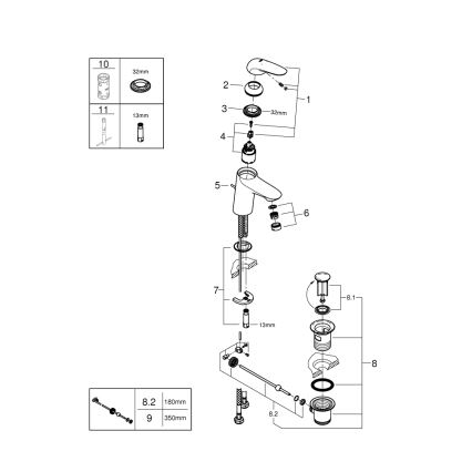 GROHE 23707003 - Mitigeur de lavabo EUROSTYLE 163 mm, chrome brillant