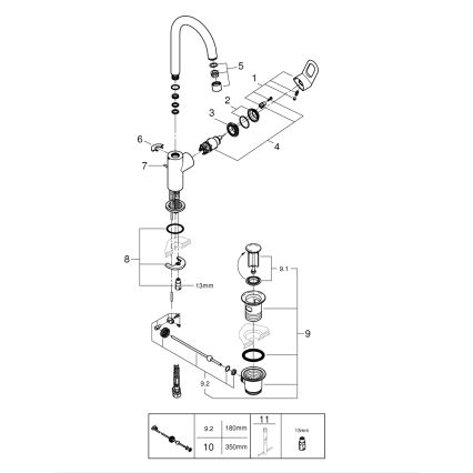 GROHE 23763000 - Waschtischarmatur BAULOOP, Größe L, glänzender Chrom