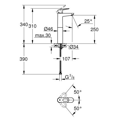 GROHE 23764000 - Waschtischarmatur BAULOOP DN 15, glänzender Chrom