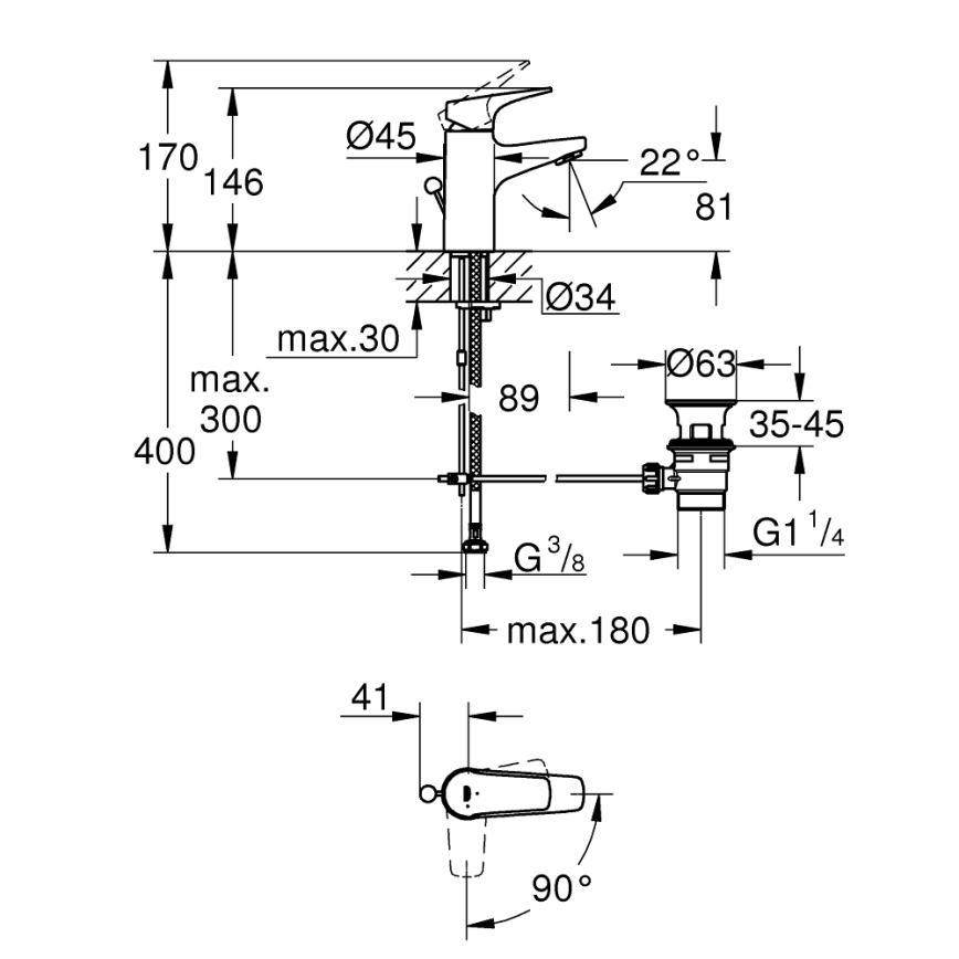 GROHE 23769000 - Miscelatore lavabo START FLOW, cromo lucido