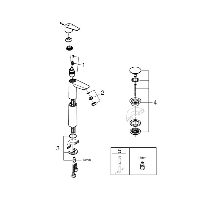 GROHE 23777001 - Mitigeur pour lavabo START EDGE, taille XL, chrome brillant