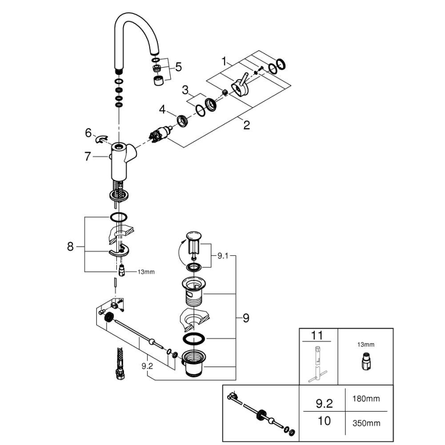 GROHE 23783000 - START CLASSIC Miscelatore lavabo 311 mm Cromo lucido