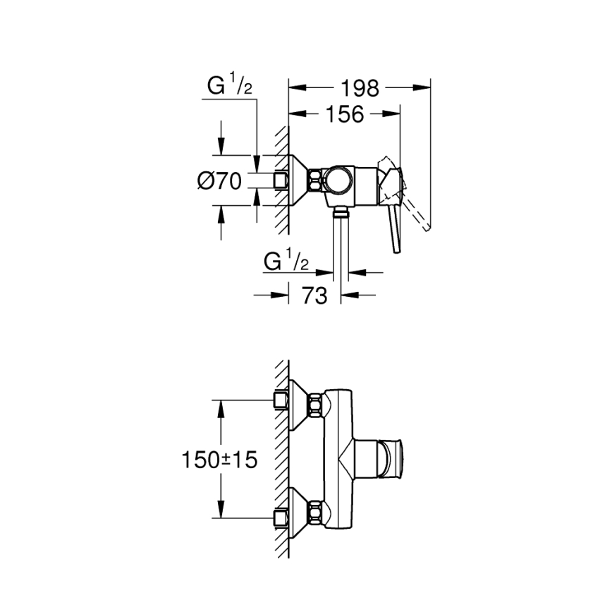 GROHE 23786000 - Miscelatore per doccia START CLASSIC 150 mm cromo lucido