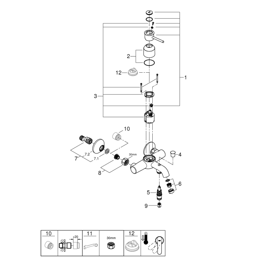 GROHE 23787000 - Mitigeur de baignoire START CLASSIC DN 15, chrome brillant