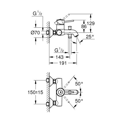GROHE 23787000 - Mitigeur de baignoire START CLASSIC DN 15, chrome brillant