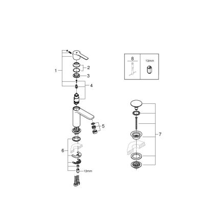 GROHE 23791001 - Waschtischarmatur LINEARE XS Hochglanz-Chrom