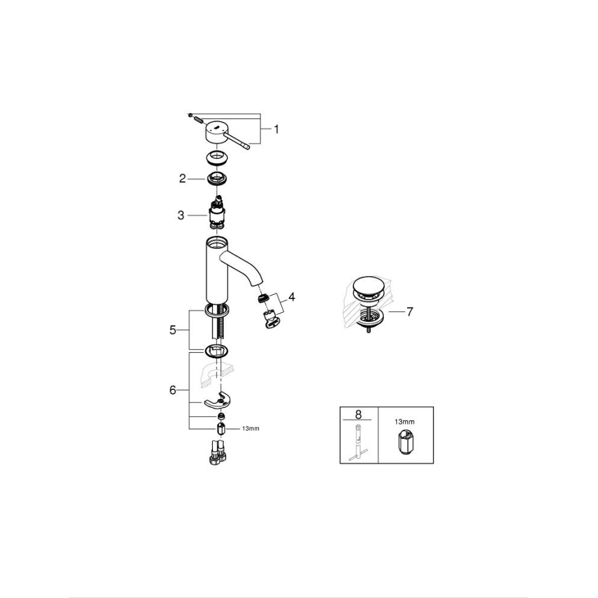 GROHE 23797001 - Waschtischarmatur ESSENCE Größe S, glänzender Chrom