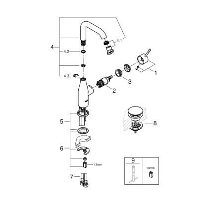 GROHE 23799001 - Miscelatore lavabo ESSENCE misura L, cromo lucido