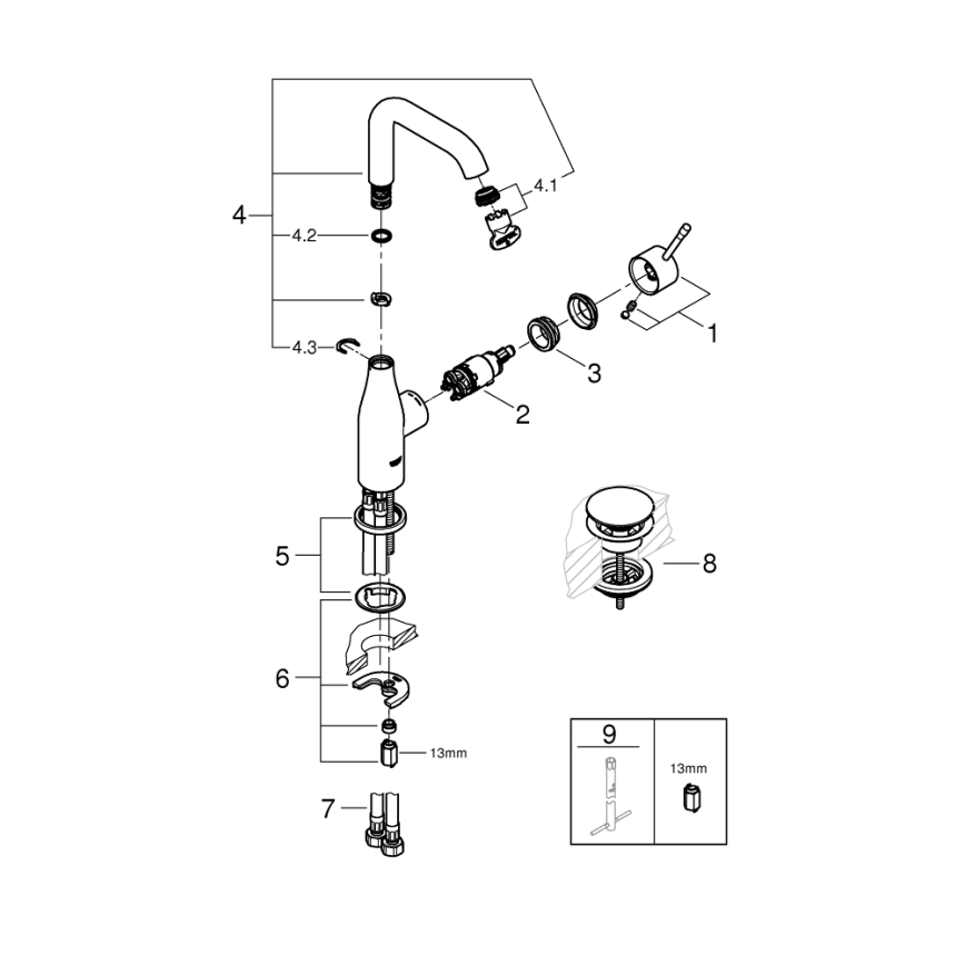 GROHE 23799001 - Mitigeur de lavabo ESSENCE taille L, chrome brillant