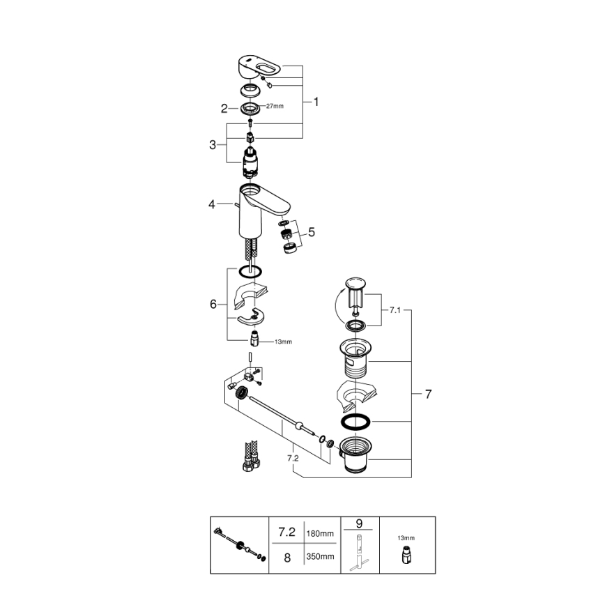 GROHE 23803000 - Waschtischarmatur EUROSMART, glänzender Chrom