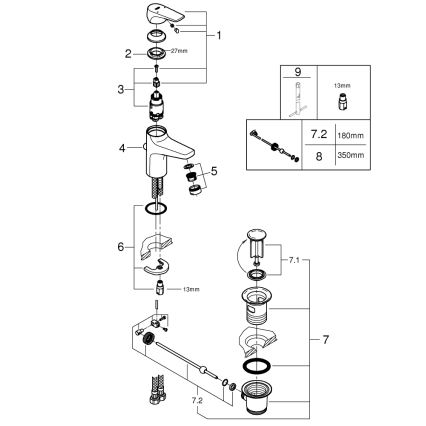 GROHE 23809000 - Mitigeur pour lavabo START FLOW DN 15 chromé brillant
