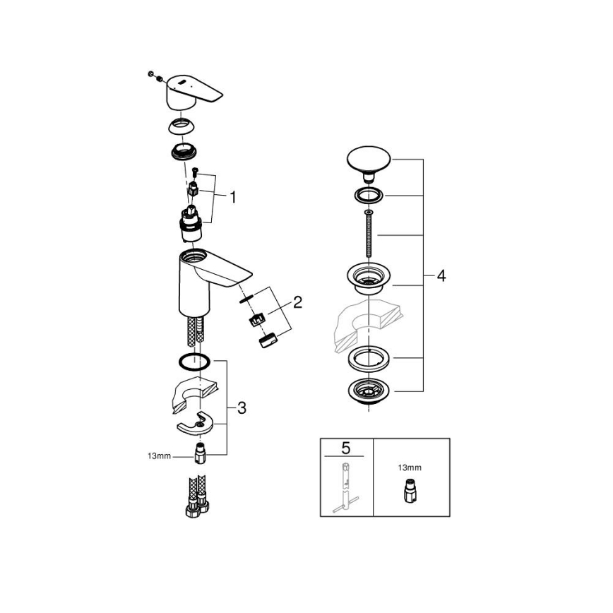 GROHE 23900001 - Waschtischarmatur START EDGE, Größe S, glänzender Chrom