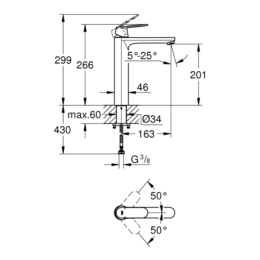 GROHE 23921000 - Waschtischarmatur EUROSMART COSMOPOLITAN XL, Glanzchrom