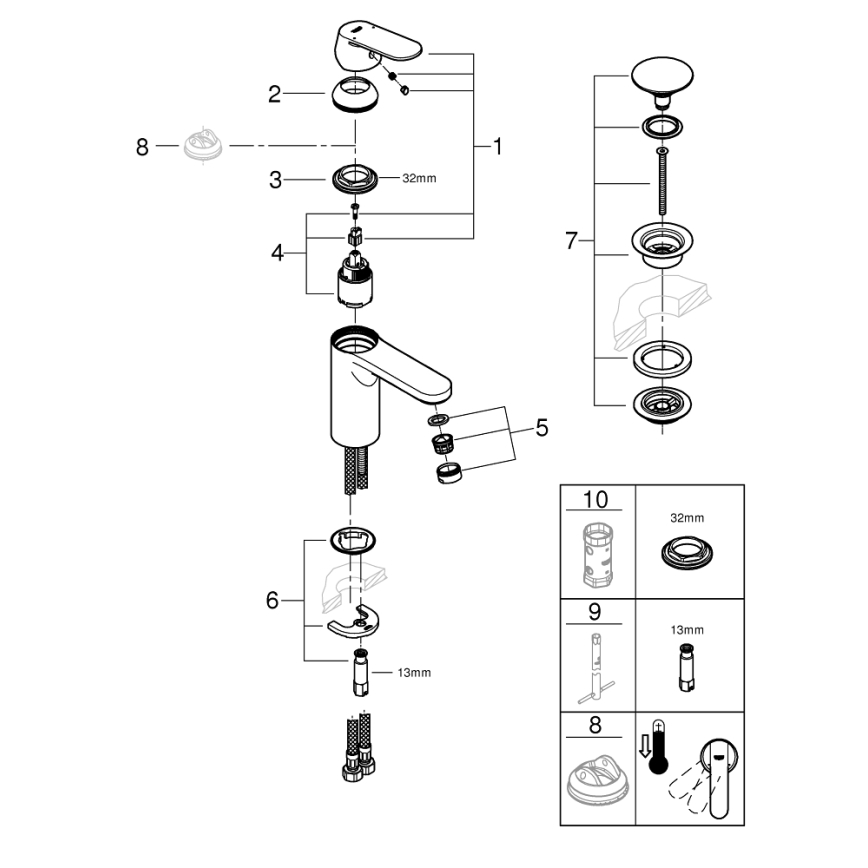 GROHE 23926000 - Waschtischarmatur DN 15 Größe M glänzender Chrom