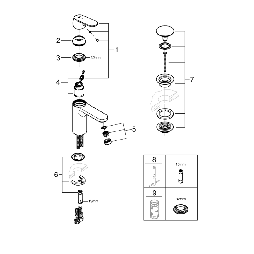 GROHE 23928000 - Mitigeur pour lavabo DN 15 taille M chromé brillant