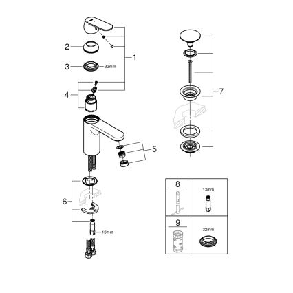 GROHE 23928000 - Waschtischarmatur DN 15, Größe M, glänzend verchromt