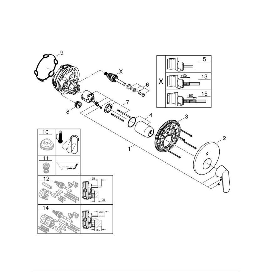 GROHE 24045000 - Miscelatore EUROSMART con deviatore a due vie, cromo lucido