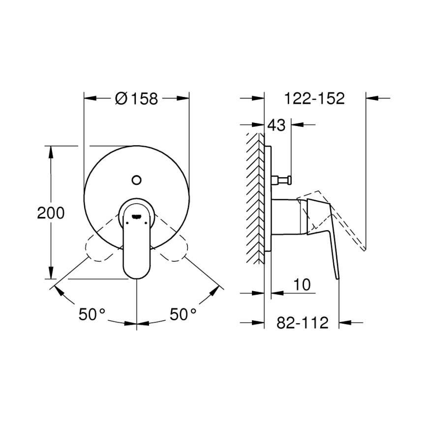 GROHE 24045000 - Miscelatore EUROSMART con deviatore a due vie, cromo lucido