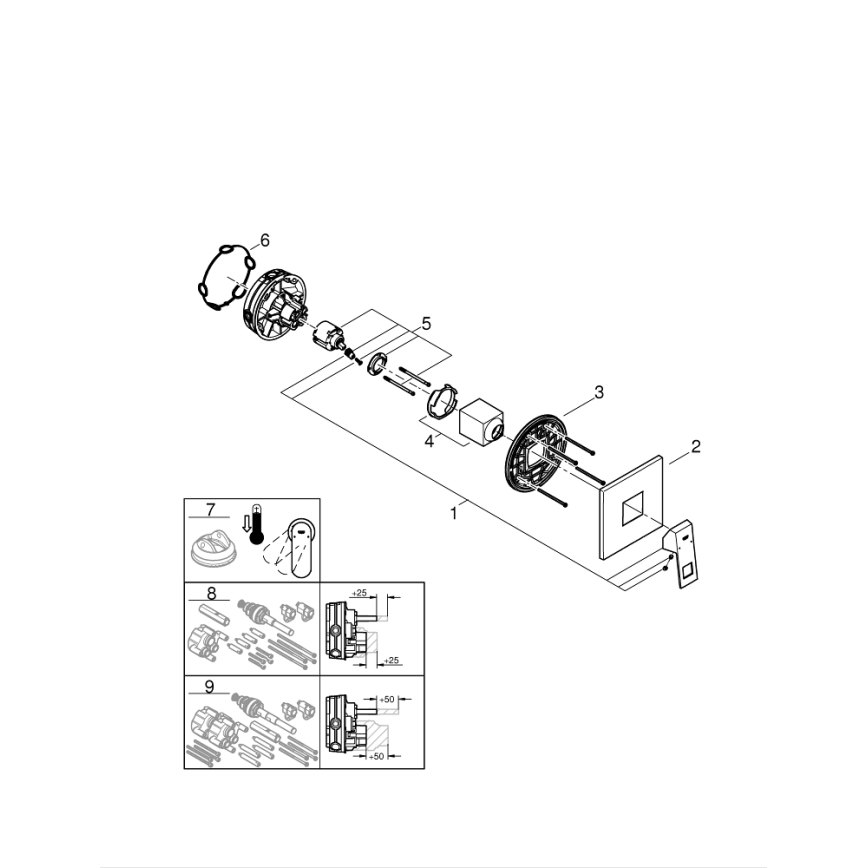 GROHE 24061000 - Miscelatore doccia EUROCUBE, cromo lucido