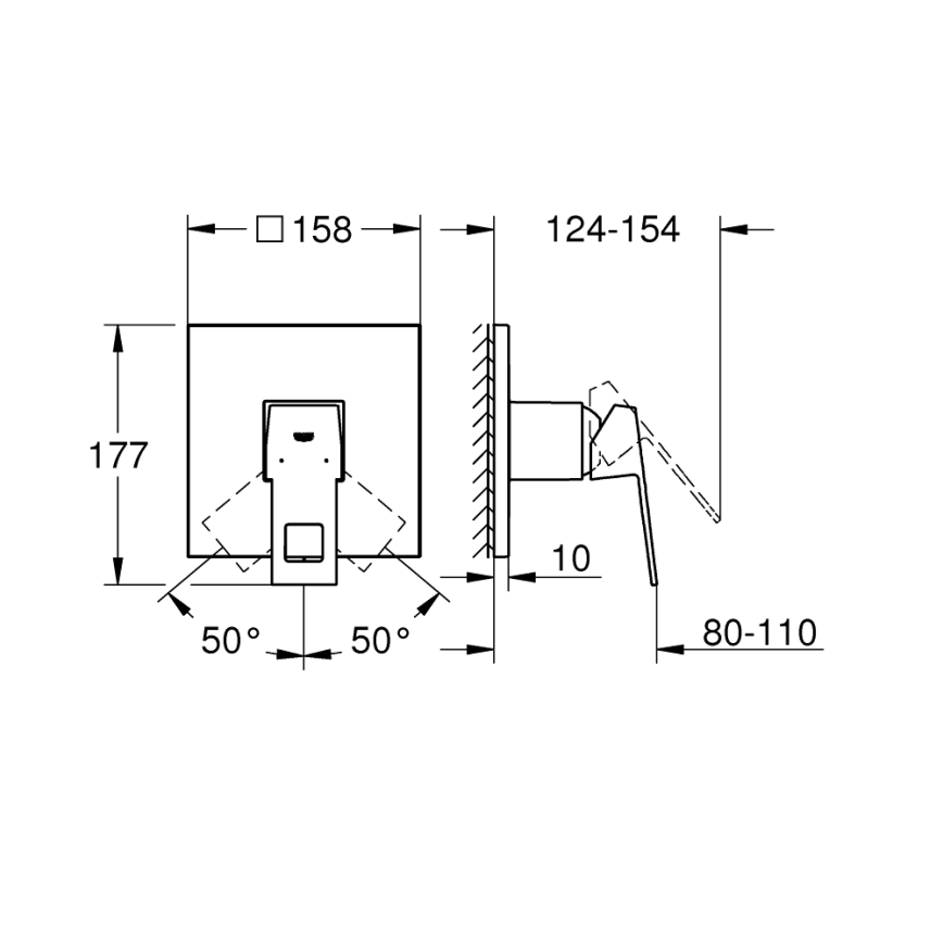 GROHE 24061000 - Miscelatore doccia EUROCUBE, cromo lucido