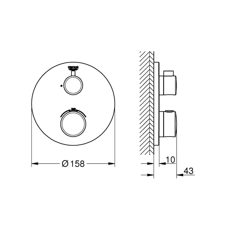 GROHE 24075000 - Mitigeur thermostatique de douche GROHTHERM, chrome brillant