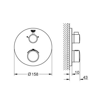 GROHE 24076000 - Miscelatore termostatico per doccia GROHTHERM, cromato lucido