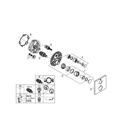 GROHE 24080000 - Mitigeur thermostatique de baignoire GROHTHERM, finition chrome brillant