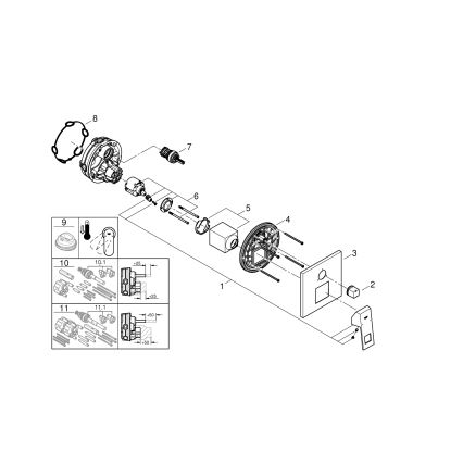 GROHE 24094000 - EUROCUBE Einhandmischer mit 3‑Wege‑Umschalter, Hochglanz‑Chrom