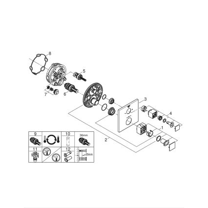 GROHE 24154000 - Mitigeur thermostatique GROHTHERM CUBE, chrome brillant