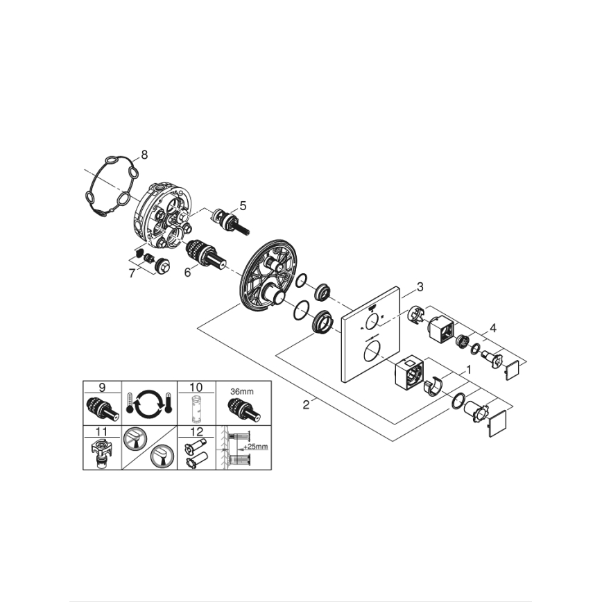 GROHE 24154000 - Mitigeur thermostatique GROHTHERM CUBE, chrome brillant