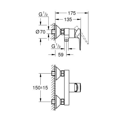 GROHE 24197001 - START EDGE Duscharmatur DN 15, glänzender Chrom