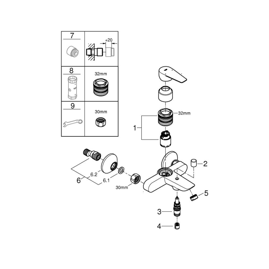 GROHE 24198001 - Badewannenarmatur DN 15, glänzender Chrom