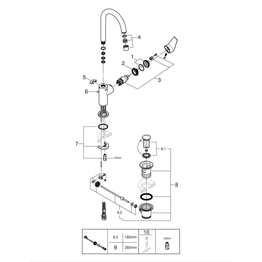 GROHE 24201001 - Waschtischarmatur DN 15 Größe L Chrom glänzend