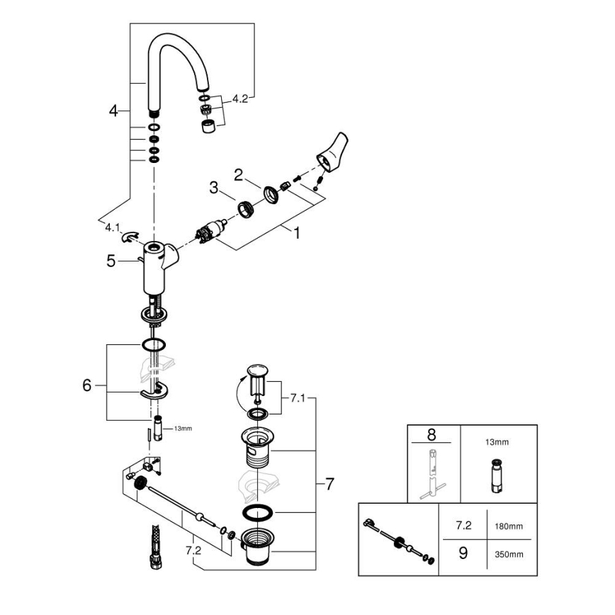 GROHE 242032432 - START Miscelatore lavabo 311 mm, nero