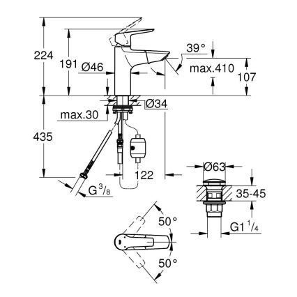 GROHE 24205003 - Mitigeur pour lavabo START DN 15 taille M chromé brillant