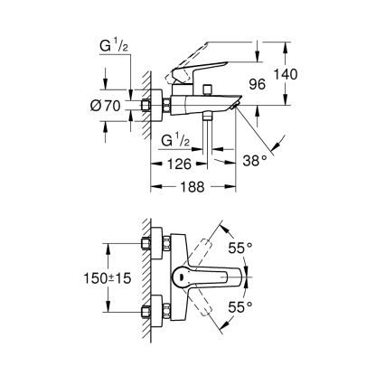 GROHE 24206002 - Mitigeur de baignoire START DN 15, finition chrome poli