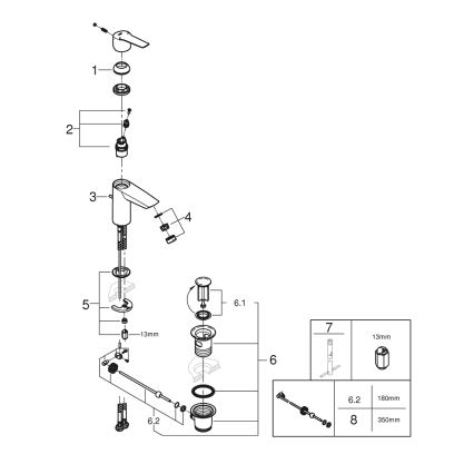 GROHE 242092432 - Miscelatore per lavabo QUICKFIX START 165 mm nero