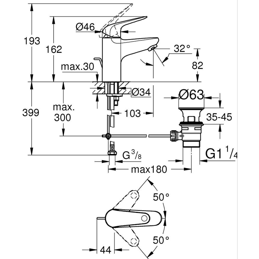 GROHE 24316001 - Miscelatore per lavabo SWIFT DN 15, finitura cromo lucido