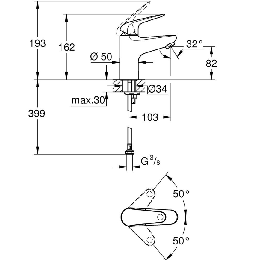 GROHE 24317001 - Miscelatore lavabo SWIFT 162 mm, cromo lucido