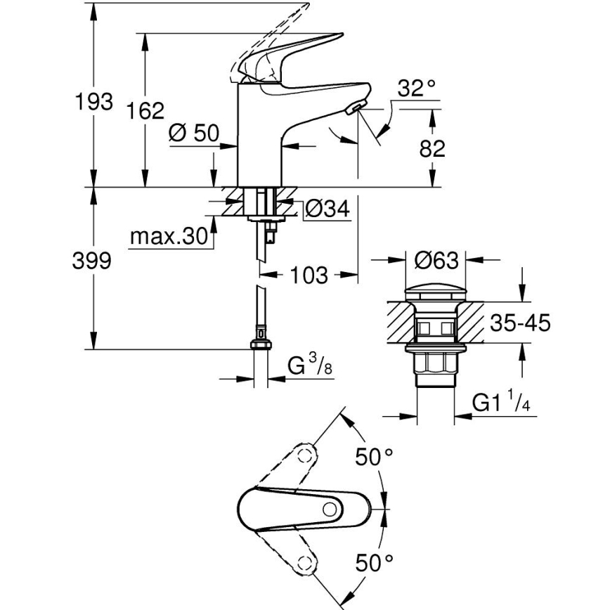 GROHE 24318001 - Miscelatore lavabo SWIFT 162 mm, cromo lucido