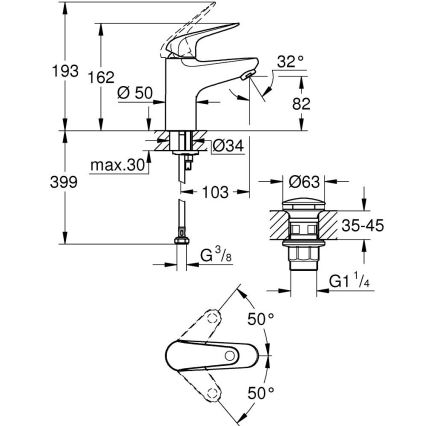 GROHE 24318001 - Waschtischarmatur SWIFT 162 mm, glänzender Chrom