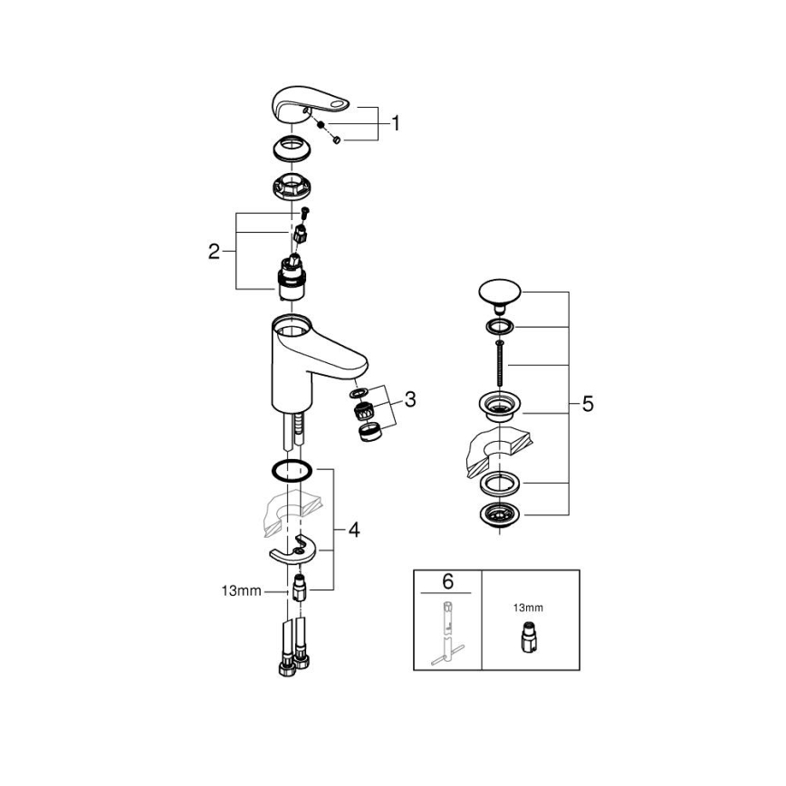 GROHE 24326001 - Miscelatore lavabo SWIFT DN 15, misura M, cromo lucido