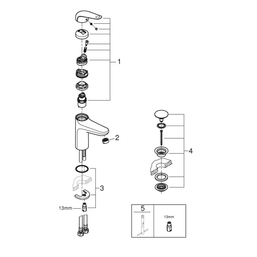 GROHE 24327001 - Waschtischarmatur SWIFT Größe M, glänzender Chrom