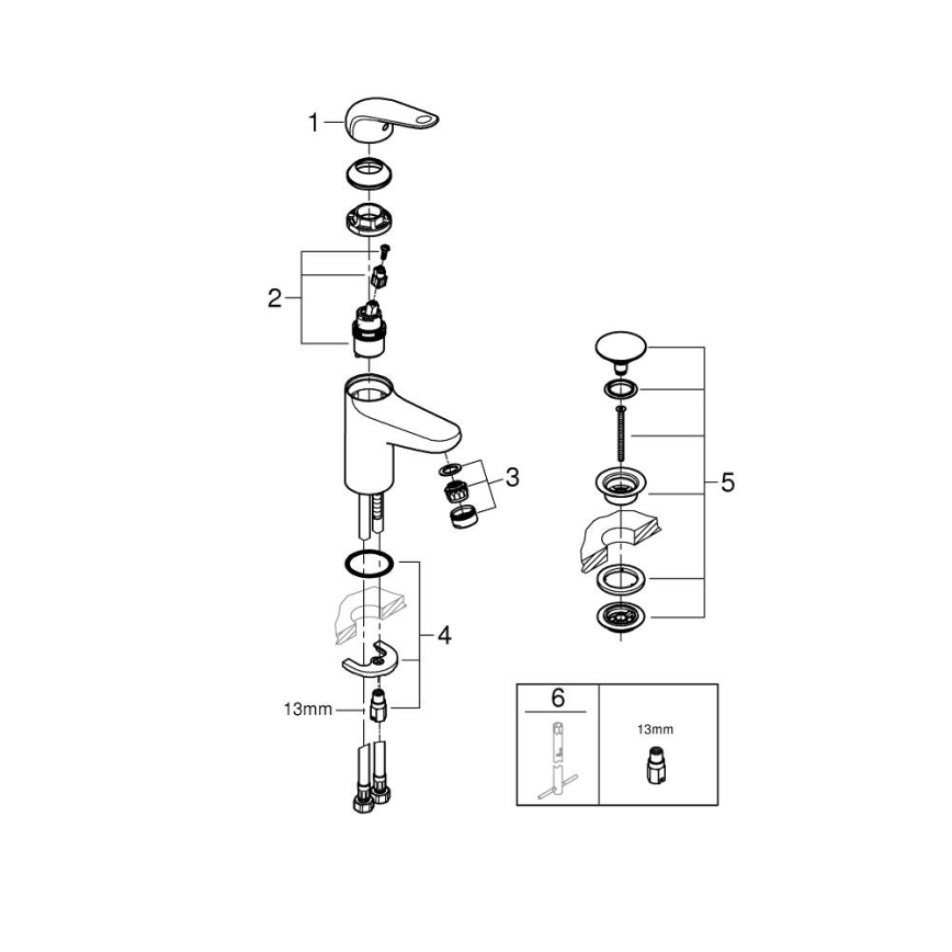 GROHE 24329001 - Waschtischarmatur SWIFT DN 15, glänzender Chrom
