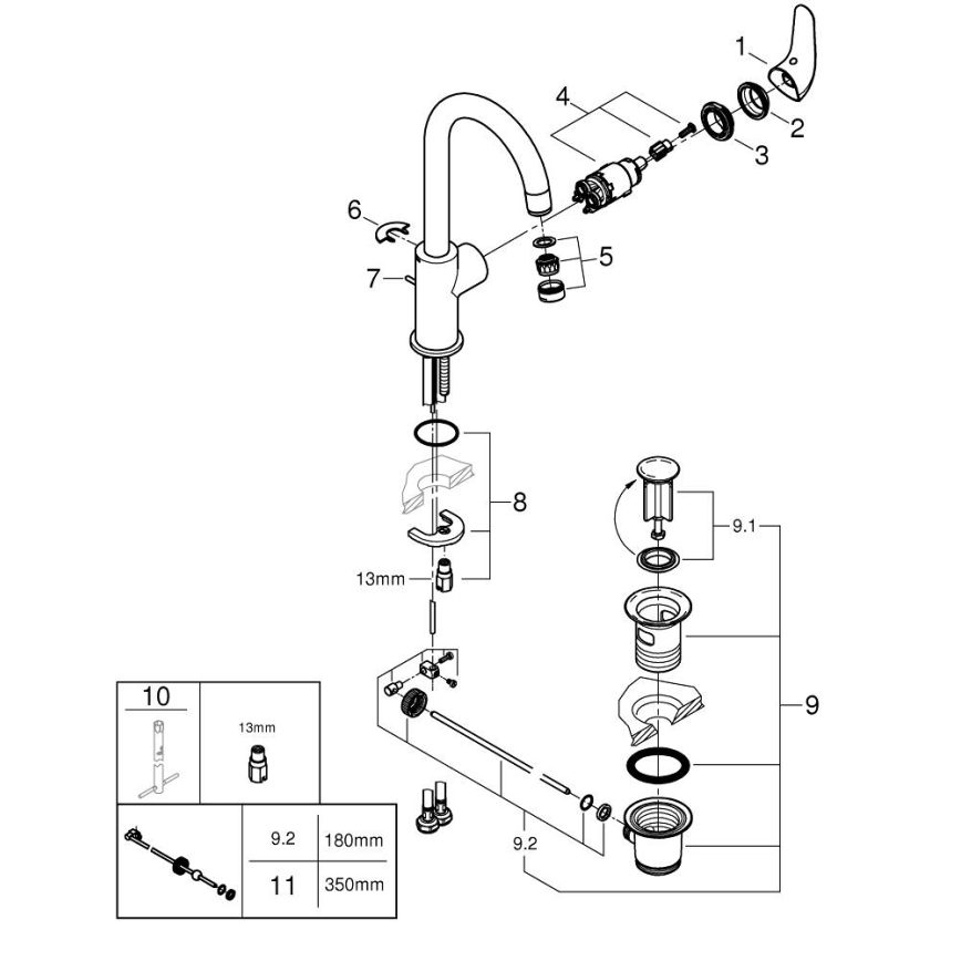 GROHE 24330001 - Waschtischarmatur EUROSMART, Größe L, glänzender Chrom