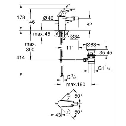 GROHE 24332001 - Mitigeur pour bidet SWIFT 146 mm, chromé brillant