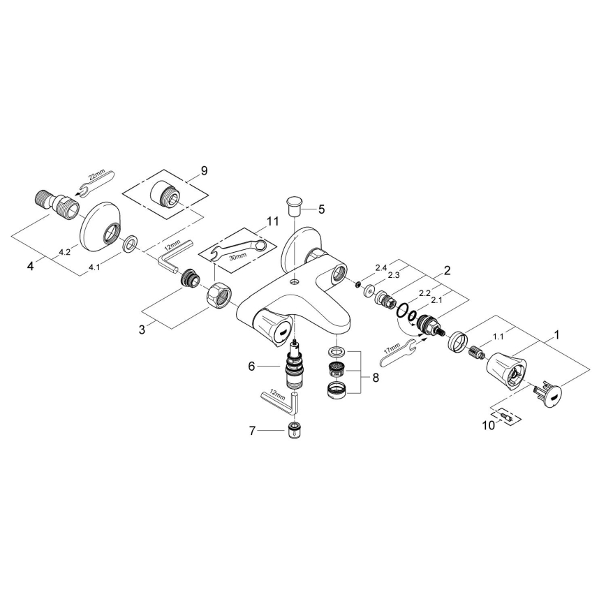 GROHE 25450001 - Miscelatore per vasca COSTA L DN 15, cromo lucido