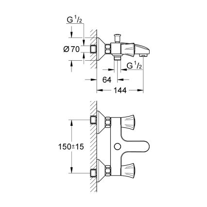 GROHE 25450001 - Miscelatore per vasca COSTA L DN 15, cromo lucido