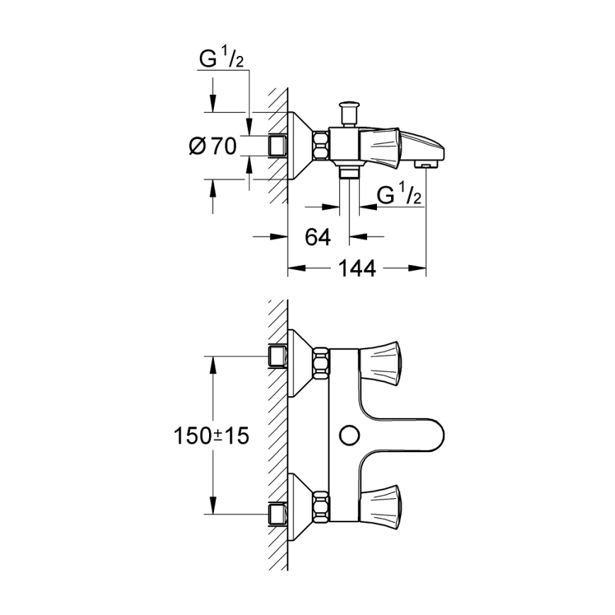 GROHE 25450001 - Miscelatore per vasca COSTA L DN 15, cromo lucido