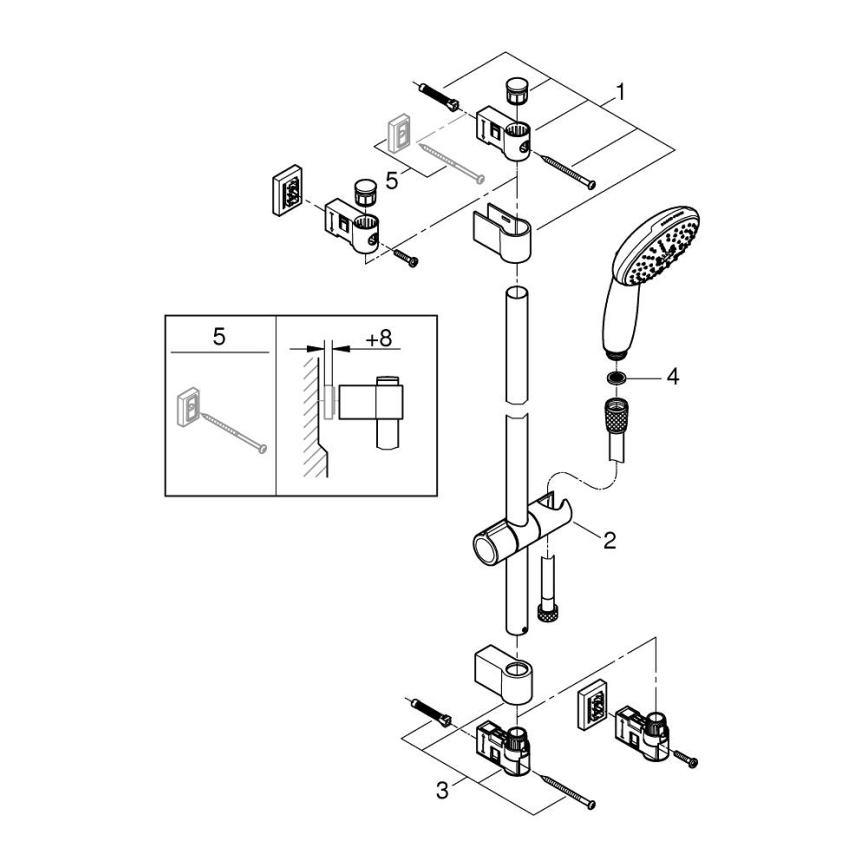 GROHE 26032001 - Ensemble de douche VITALIO START 110 600 mm chrome brillant